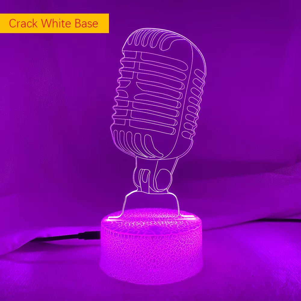 Music Fan Microphone Creative 3D Led Illusion Lamp Novelty Table Lamp LED Decorative Night Light Children'S Lamp Desk Cool Gift