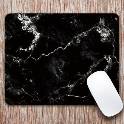 Mouse Pad Medium Mouse Mat Anti-Slip Base for PC Office Working Gaming, Black Marble