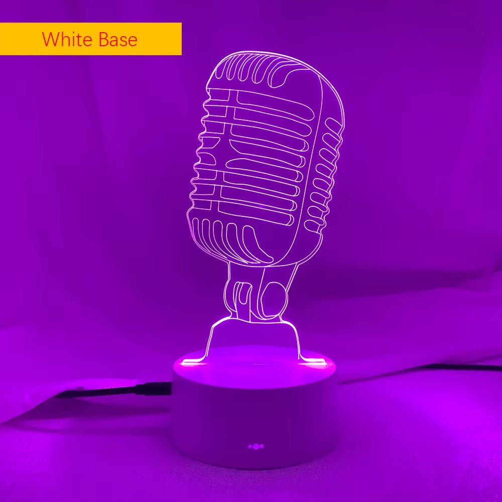 Music Fan Microphone Creative 3D Led Illusion Lamp Novelty Table Lamp LED Decorative Night Light Children'S Lamp Desk Cool Gift