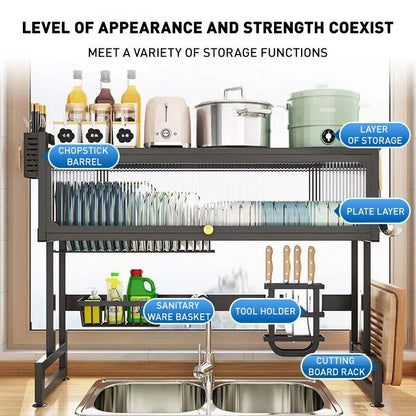 [24H to Ship] Home with Cabinet Door Kitchen Storage Rack Sink Dish Tray Storage Rack Multi-Function Counter Top Drain Rack Organiser Metal Baking