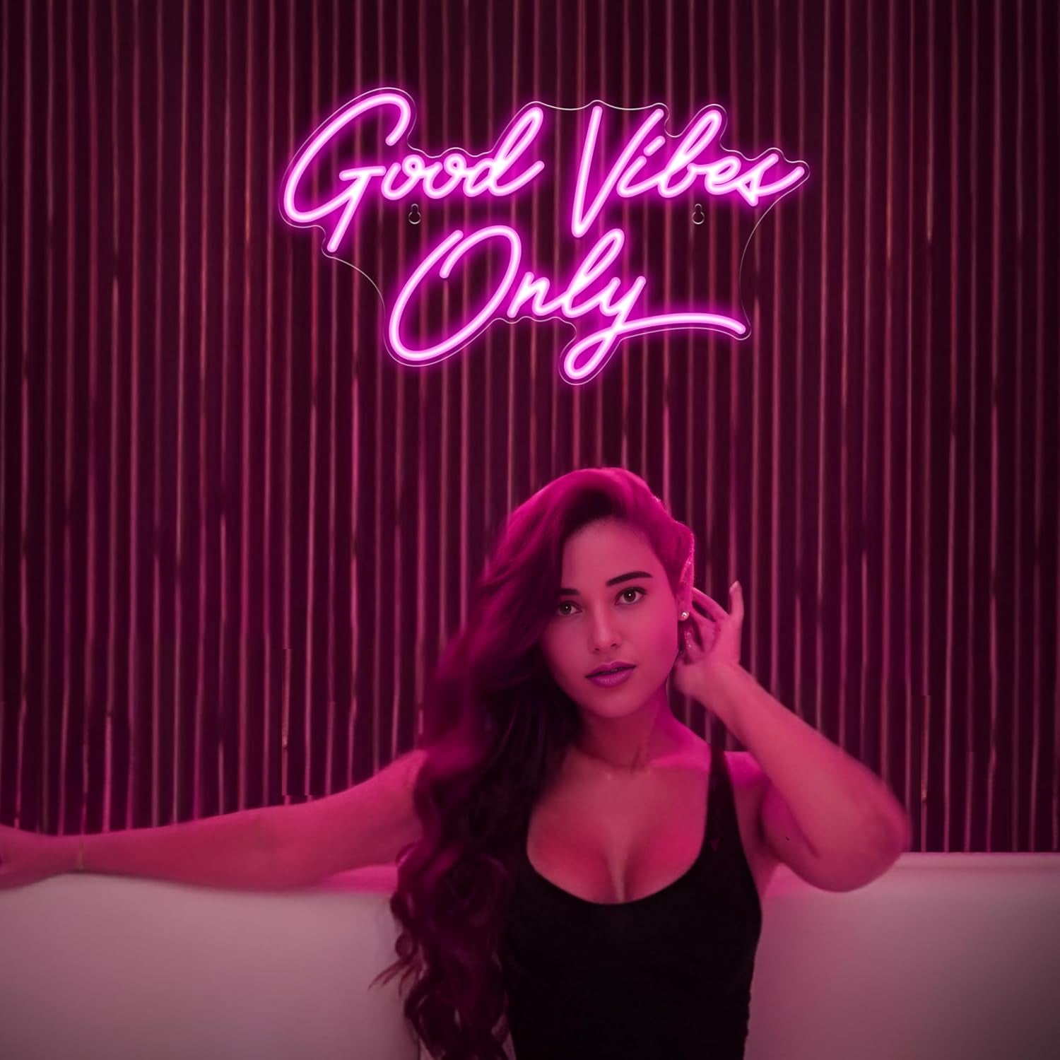 Good Vibes Only Neon Signs for Wall Decor | Pink Good Vibes Only LED Sign for Bedroom, Party, Bar, Salon - Best Gifts for Birthday, Christmas