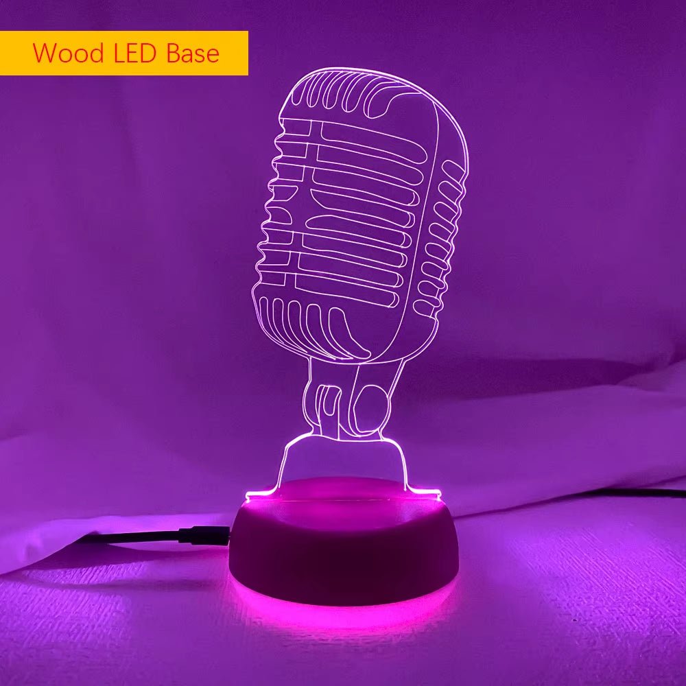 Music Fan Microphone Creative 3D Led Illusion Lamp Novelty Table Lamp LED Decorative Night Light Children'S Lamp Desk Cool Gift