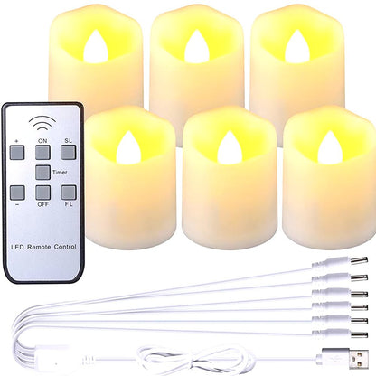 Led Flickering Flameless Candles with Rechargeable Timer Remote Electric Tea Lights Lamp for Wedding Home Decorative Candle