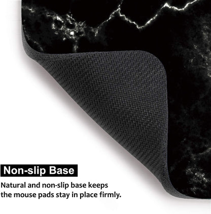 Mouse Pad Medium Mouse Mat Anti-Slip Base for PC Office Working Gaming, Black Marble