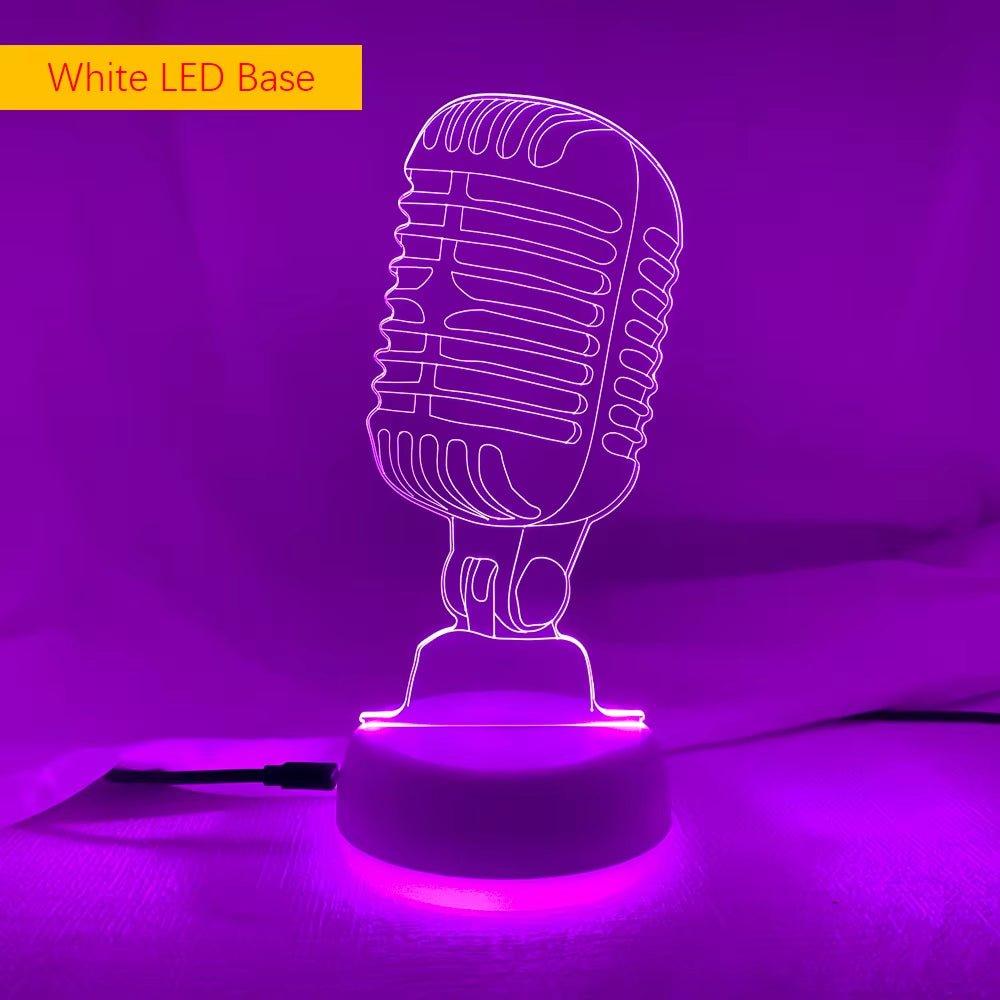 Music Fan Microphone Creative 3D Led Illusion Lamp Novelty Table Lamp LED Decorative Night Light Children'S Lamp Desk Cool Gift