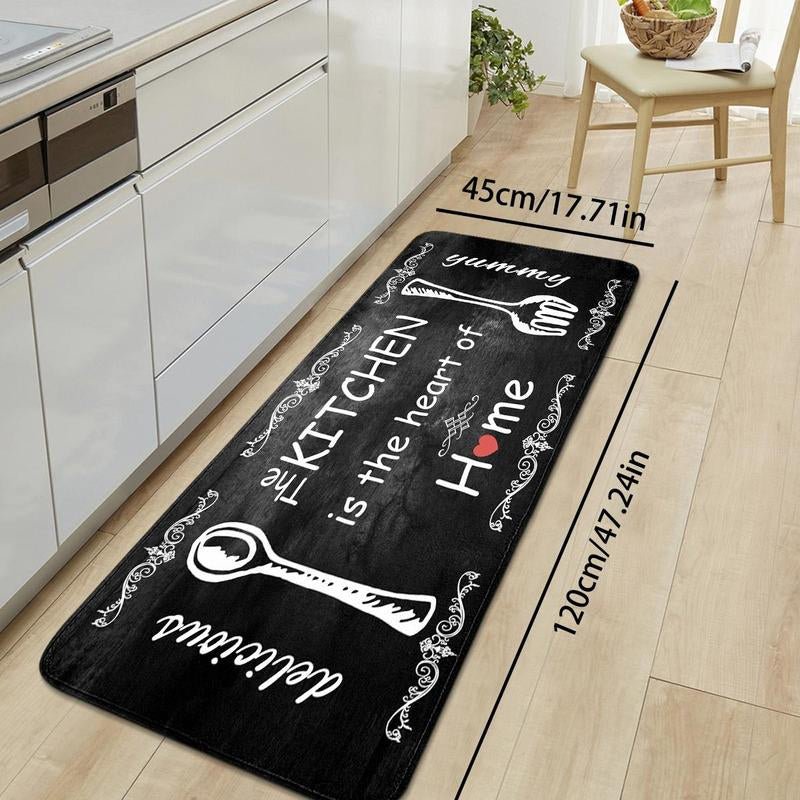 Fork & Spoon Pattern Kitchen Rug, Non-Slip Floor Mat, Rectangle Area Rug, Decorative Carpet for Home Living Room Bedroom Kitchen, Summer for Gift, Room Decor, Halloween Gift