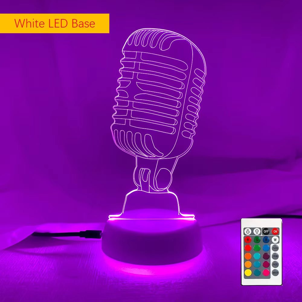 Music Fan Microphone Creative 3D Led Illusion Lamp Novelty Table Lamp LED Decorative Night Light Children'S Lamp Desk Cool Gift