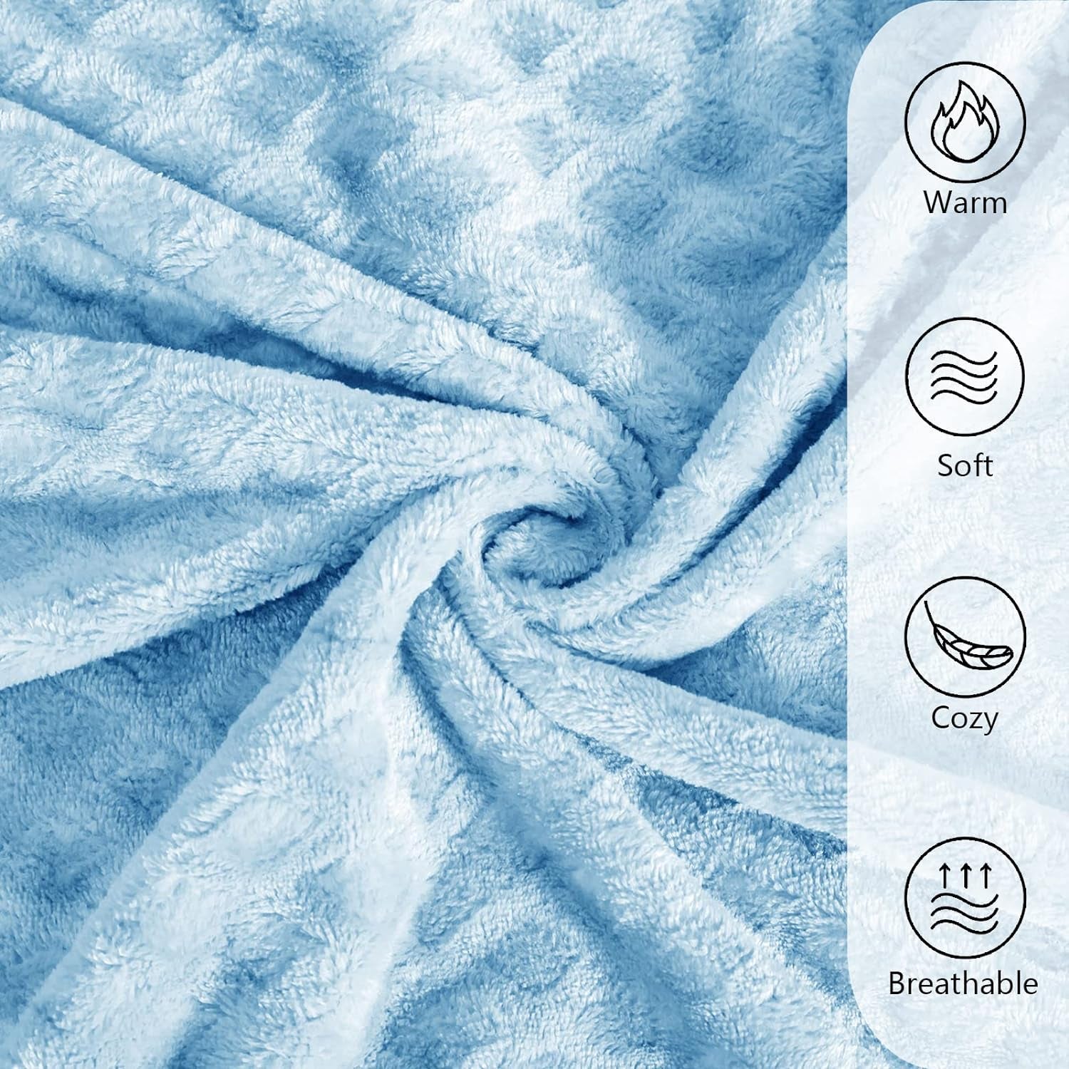 Diamond Ultra Soft Fleece Blanket, Twin Size Flannel Blankets for Bed (Ice Blue, 90 X 66 Inches) - Cozy, Warm and Lightweight