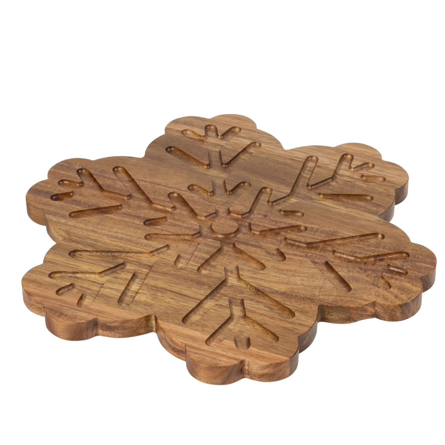 Acacia Wood Snowflake Board, Natural Wood Color, 12 W X 11.18 D X 0.59 H In