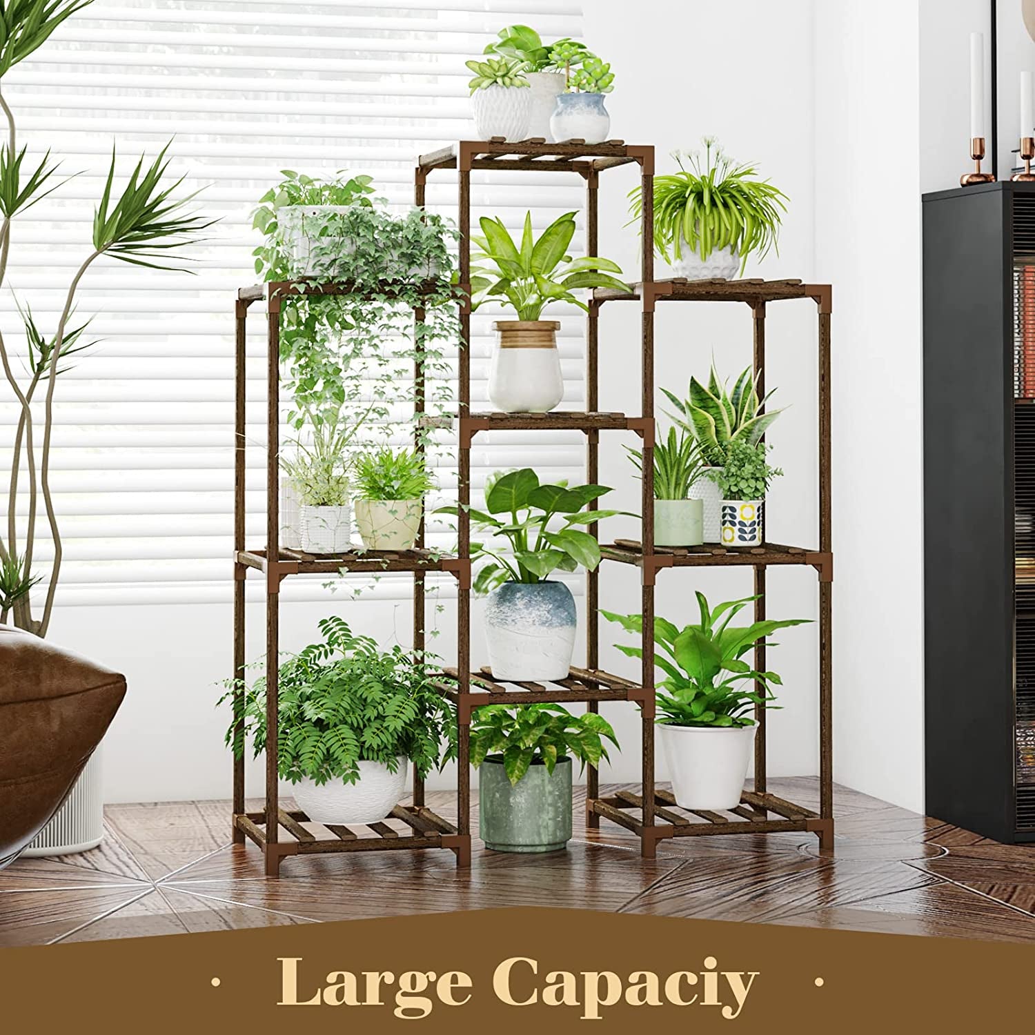 Plant Stand Indoor Plants Shelf Outdoor Wood Plant Rack for 4 Tiers ,Large Flower Stand for Multiple Plants, Ladder Plant Holder for Living Room Boho Home and Gardening