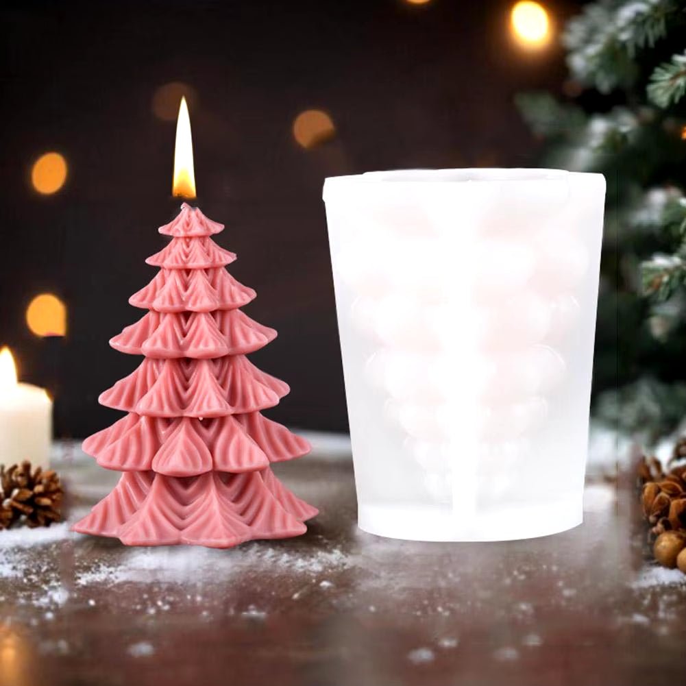 New Christmas Tree Carving Pattern Cylindrical Candle 3D Silicone Mold Reindeer Snowflake Cylindrical Elk Candle Mold