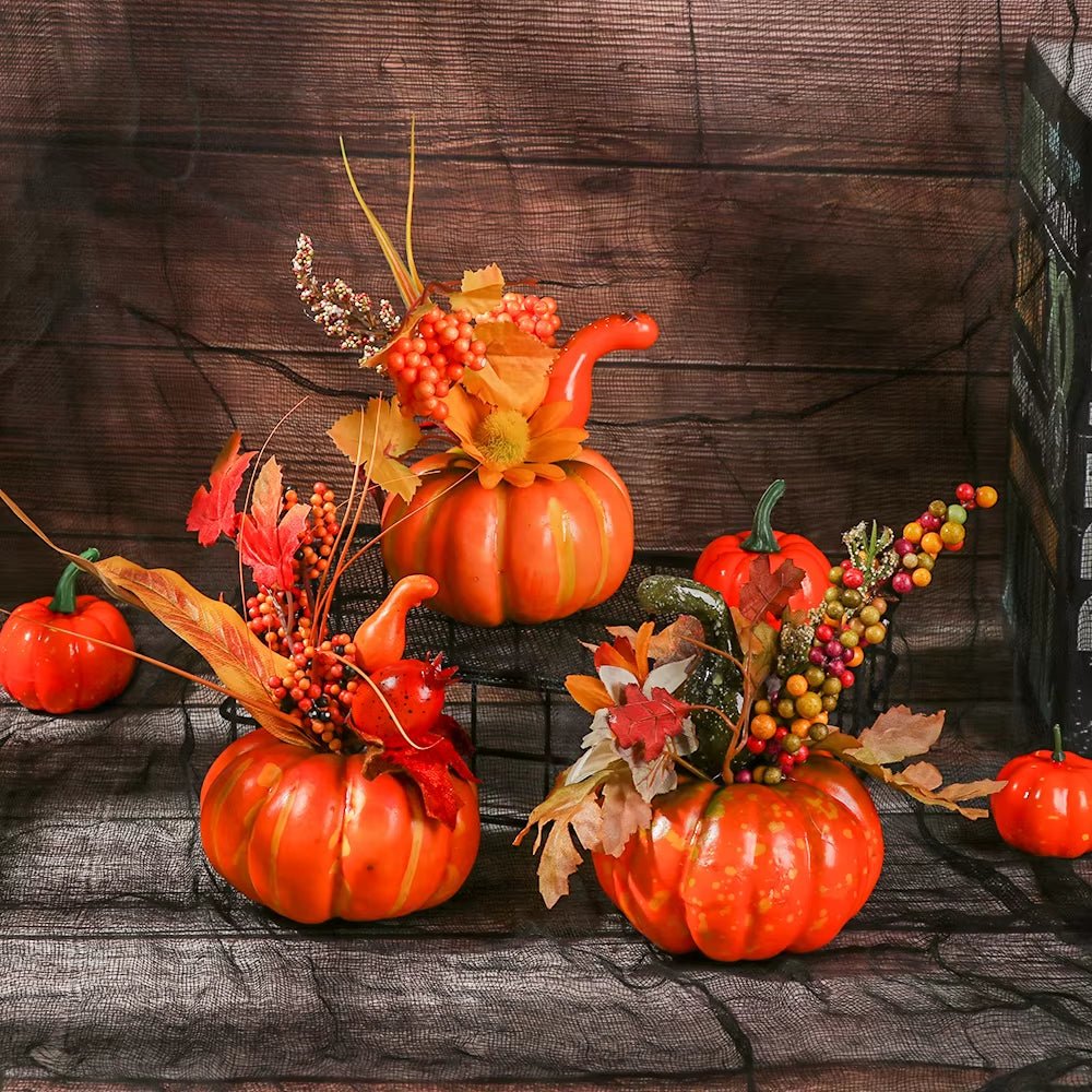 Artificial Pumpkins Maple Leaf Pomegranate Table Home Decor House Prop Autumn Harvest Thanksgiving Halloween Party Decor