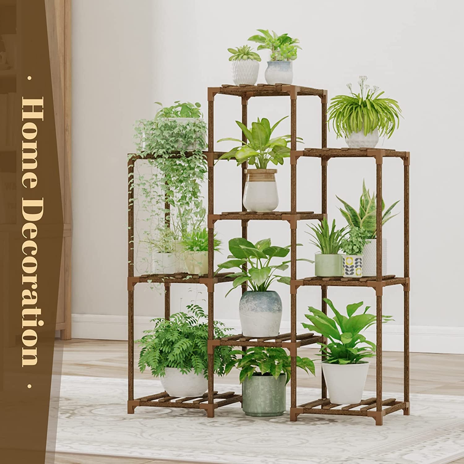 Plant Stand Indoor Plants Shelf Outdoor Wood Plant Rack for 4 Tiers ,Large Flower Stand for Multiple Plants, Ladder Plant Holder for Living Room Boho Home and Gardening