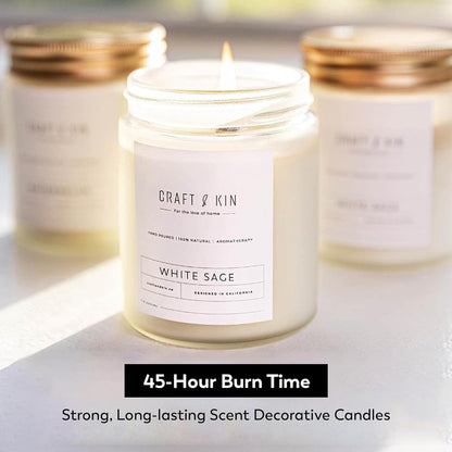 Premium White Sage Candles | Sage Candles for Cleansing House | Holiday Candles | 8 Oz 45 Hour Burn, Scented Candles for Home Scented, Soy Candles, Christmas Candles | Christmas Gift Ideas for Men