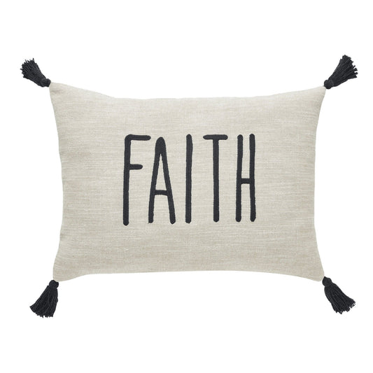 Faith Decorative Pillow, 14X20, Tan & Black