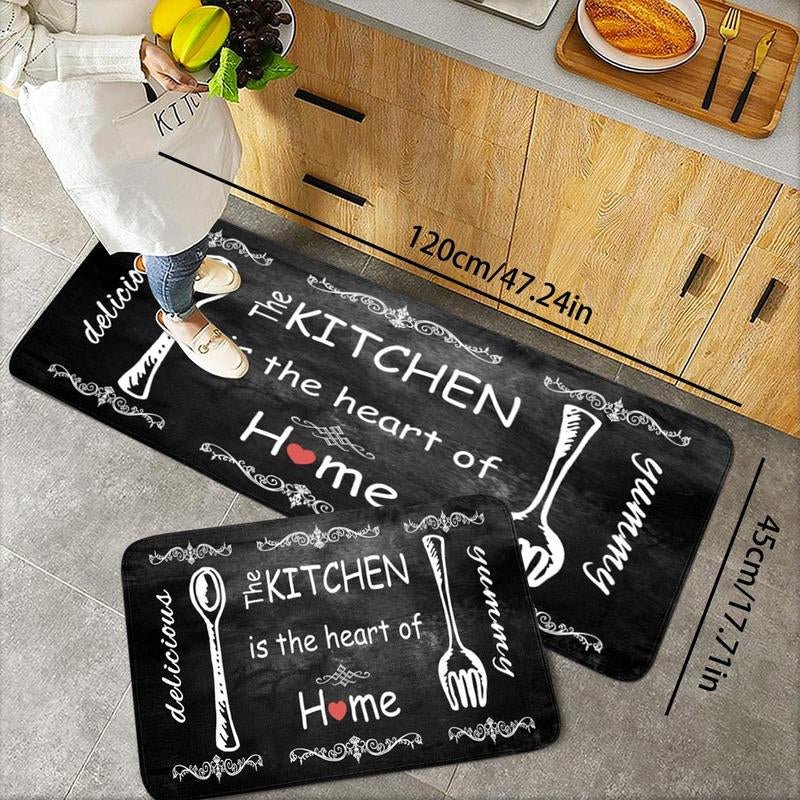 Fork & Spoon Pattern Kitchen Rug, Non-Slip Floor Mat, Rectangle Area Rug, Decorative Carpet for Home Living Room Bedroom Kitchen, Summer for Gift, Room Decor, Halloween Gift