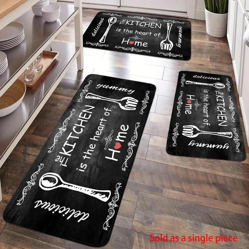 Fork & Spoon Pattern Kitchen Rug, Non-Slip Floor Mat, Rectangle Area Rug, Decorative Carpet for Home Living Room Bedroom Kitchen, Summer for Gift, Room Decor, Halloween Gift