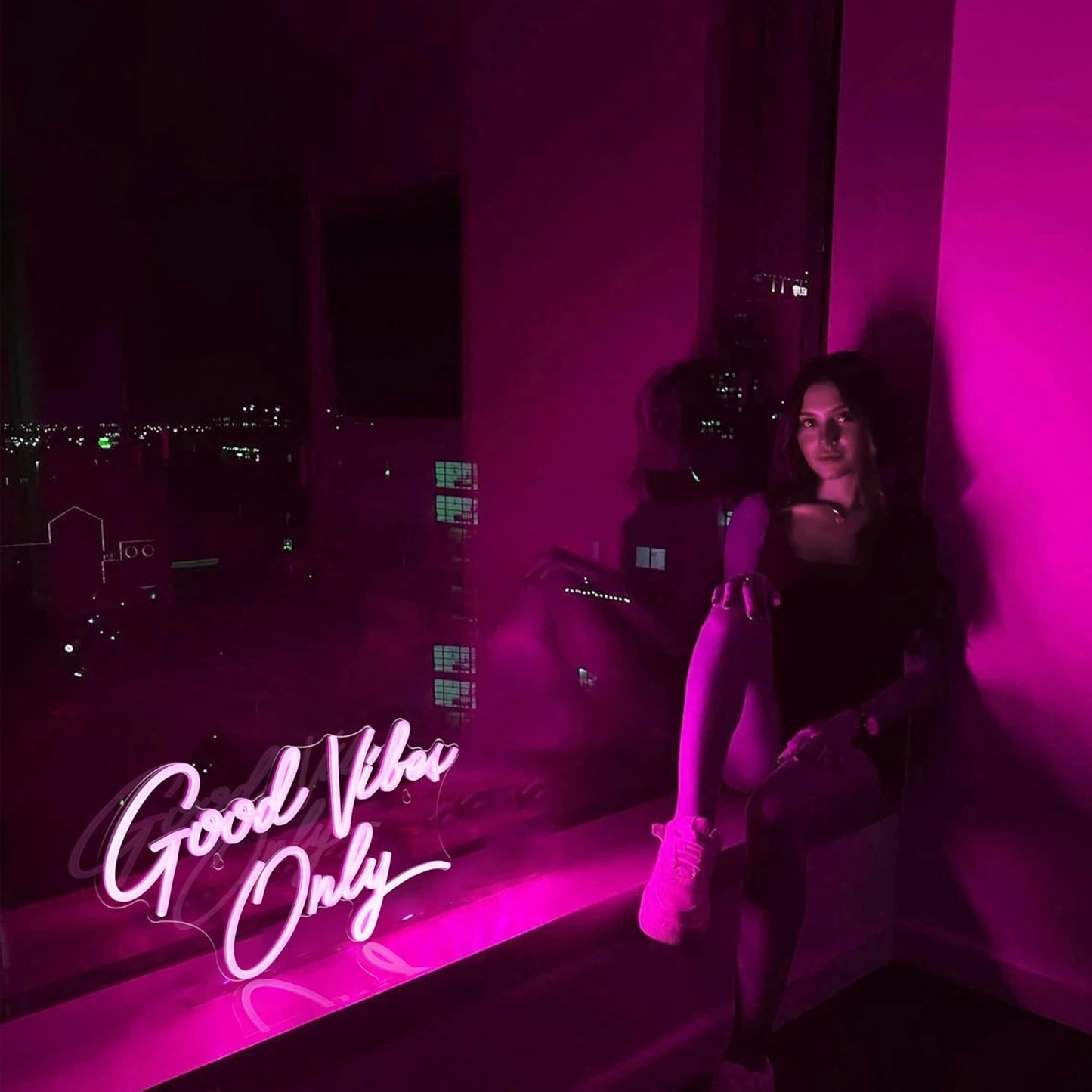 Good Vibes Only Neon Signs for Wall Decor | Pink Good Vibes Only LED Sign for Bedroom, Party, Bar, Salon - Best Gifts for Birthday, Christmas