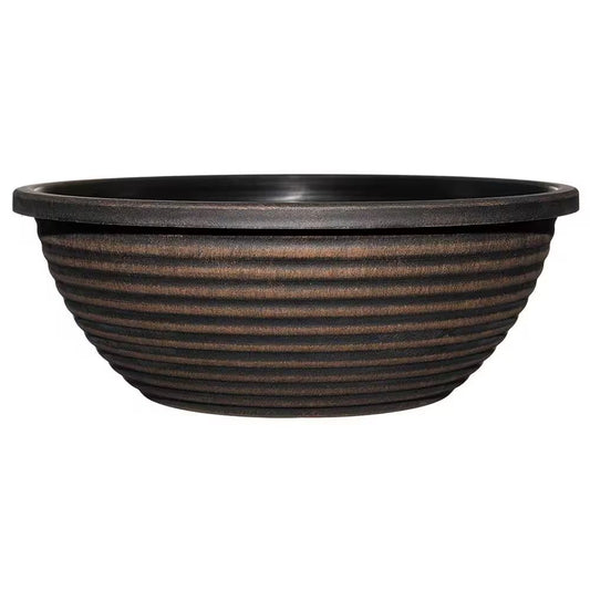 17 In. Antique Copper Santa Fe Bowl Resin Planter