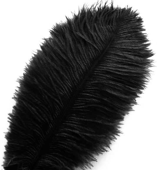 10 Pcs Natural Black Ostrich Feathers 14-16 Inch(35-40 Cm) Bulk for DIY Halloween Decorations, Wedding Party Centerpieces, Gatsby Decorations