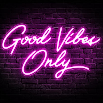 Good Vibes Only Neon Signs for Wall Decor | Pink Good Vibes Only LED Sign for Bedroom, Party, Bar, Salon - Best Gifts for Birthday, Christmas