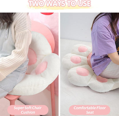 Cat Paw Cushion Kawaii Chair Cushions 31.4 X 27.5 Inch Cute Stuff Seat Pad Comfy Lazy Sofa Office Floor Pillow for Gaming Chairs Room Decor White