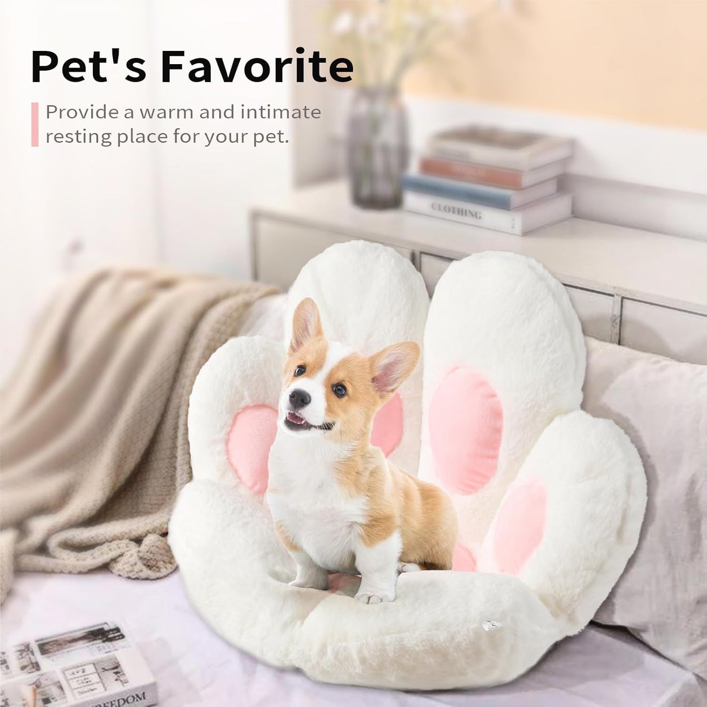 Cat Paw Cushion Kawaii Chair Cushions 31.4 X 27.5 Inch Cute Stuff Seat Pad Comfy Lazy Sofa Office Floor Pillow for Gaming Chairs Room Decor White