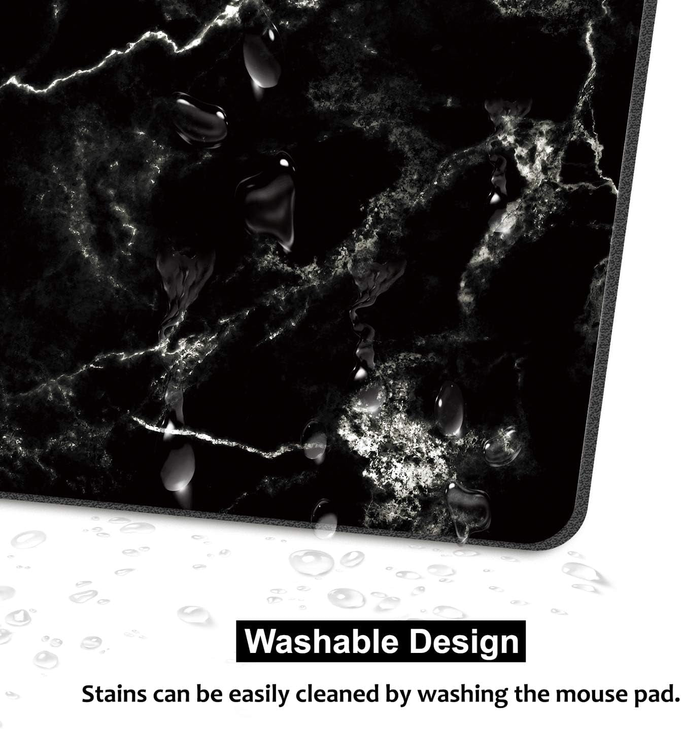 Mouse Pad Medium Mouse Mat Anti-Slip Base for PC Office Working Gaming, Black Marble