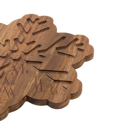 Acacia Wood Snowflake Board, Natural Wood Color, 12 W X 11.18 D X 0.59 H In