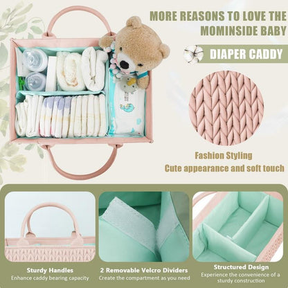 Miss Fong × MOMINSIDE Diaper Caddy Organizer, Baby Basket Nursery Storage, Caddy Organizer for Portable Changing Table Dresser Car, Baby Registry Baby Shower Gifts for Girl Boy