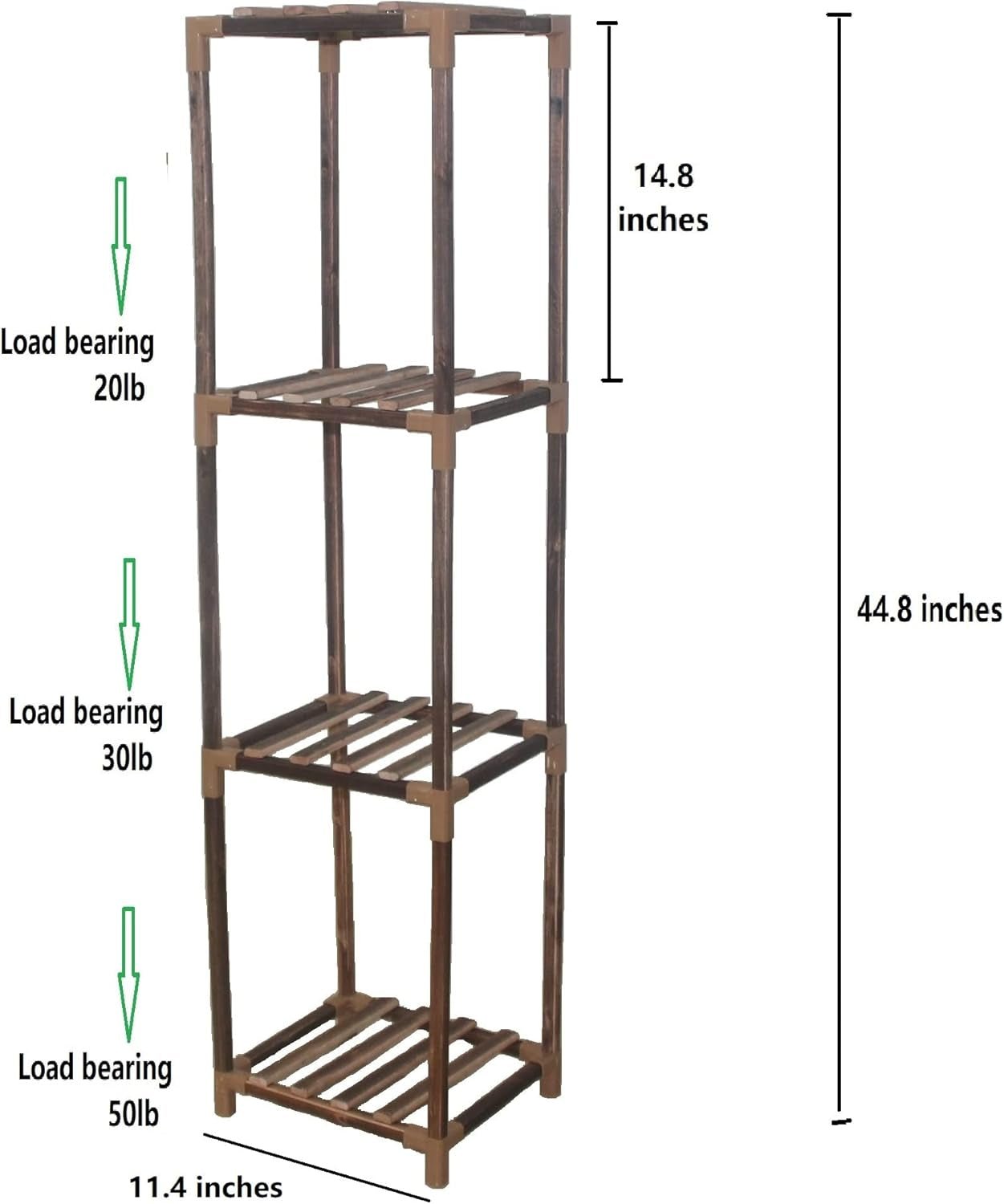 Wood Plant Stand Indoor, Tall Plant Shelf Flower Pot Stands Outdoor, Small Space Planter Stands Holder Shelves for Corner Living Room Garden (4 Pots)