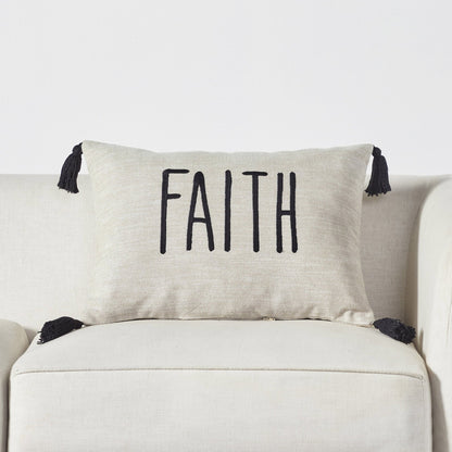 Faith Decorative Pillow, 14X20, Tan & Black