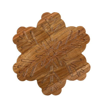 Acacia Wood Snowflake Board, Natural Wood Color, 12 W X 11.18 D X 0.59 H In