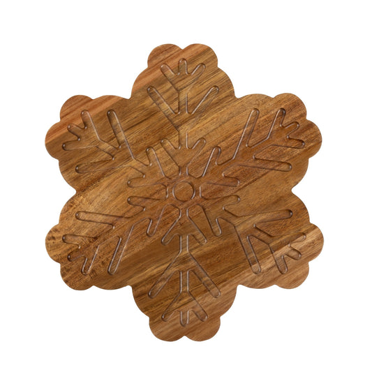 Acacia Wood Snowflake Board, Natural Wood Color, 12 W X 11.18 D X 0.59 H In